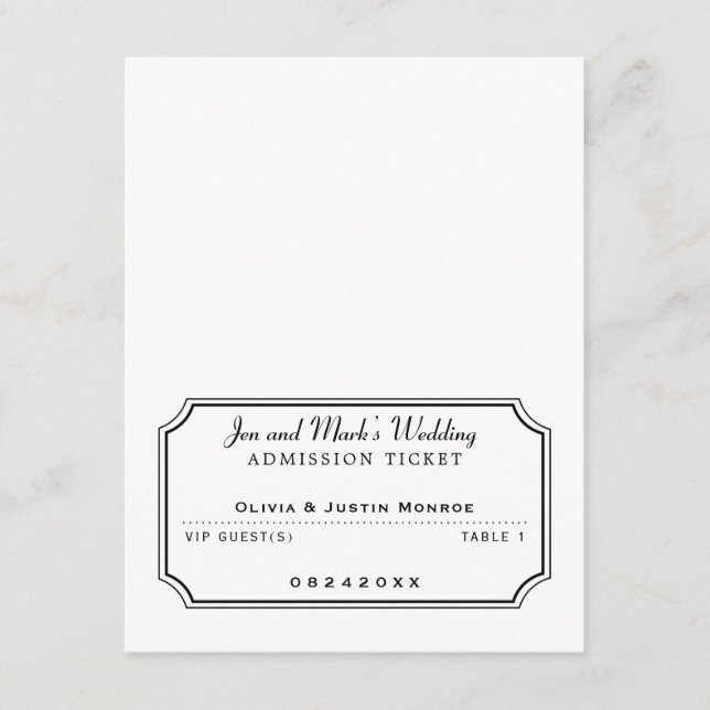 Entrada de entrada de película Tarjeta de asiento  (Anverso)