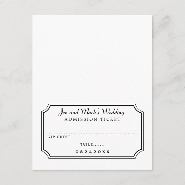 Entrada de entrada de película Tarjeta de asiento  (Anverso)