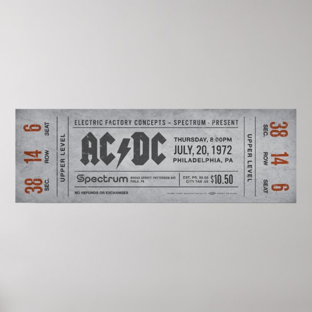 Entrada para concierto de AC/DC – Impresión de art (Frente)