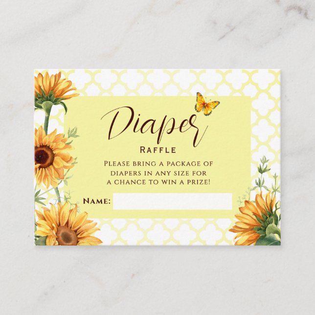 Entrada para el sorteo de pañales para baby shower (Anverso)