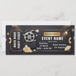 Entrada para Fiesta de Noche de Cine Editable 2026