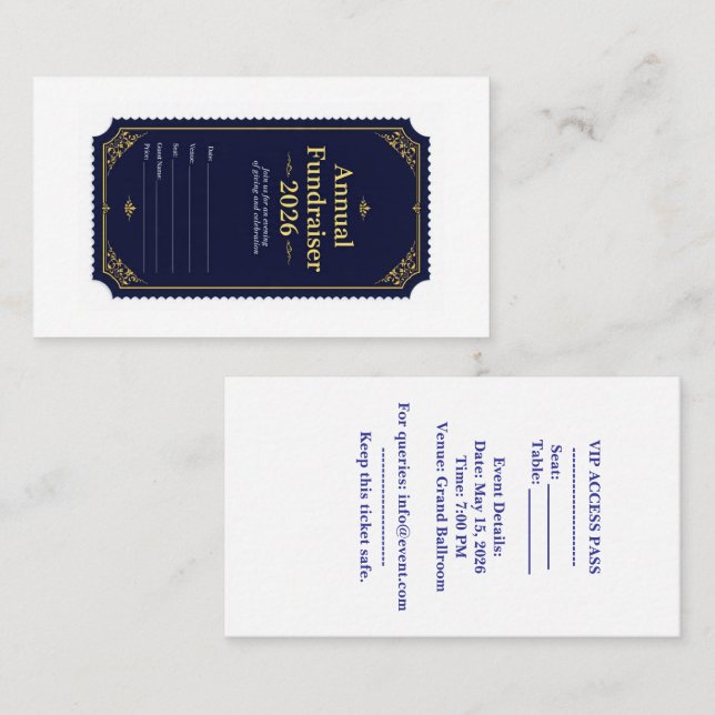 Entrada para Gala de Recaudación de Fondos Anual 2 (Anverso / Reverso)