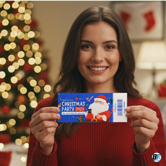 Entrada para la Fiesta de Navidad Azul y Roja (Christms Party Ticket)