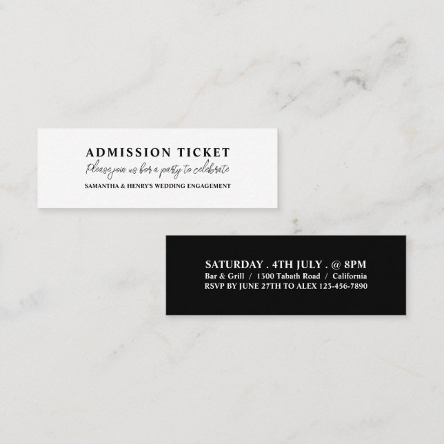 Entradas de admisión simplista y moderna (Anverso / Reverso)