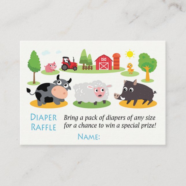 Entradas de barnyard Diaper Raffle (Anverso)
