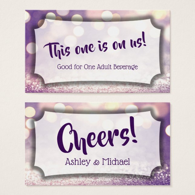 Entradas de bebida para bodas y eventos con Bokeh  (Anverso y reverso)
