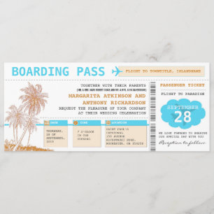 entradas de boda de destino de la tarjeta de embar