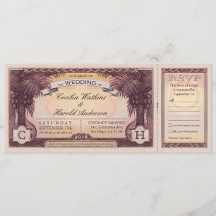 Entradas de bodas de playa antiguas con tarjetas R