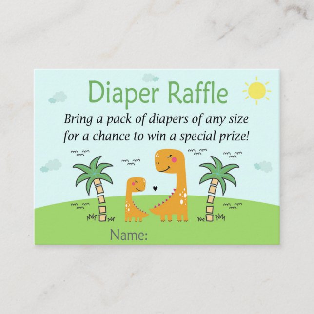 Entradas de Raffle de Diaper de Dinosaurio Cute (Anverso)