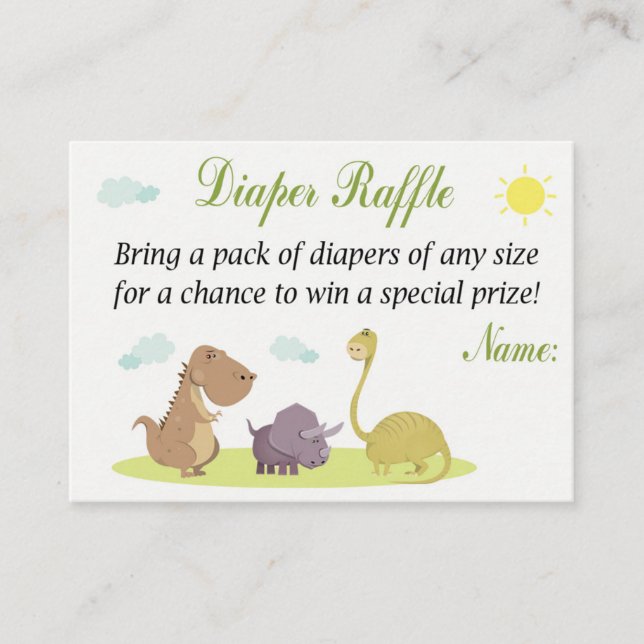 Entradas de Raffle Diaper de Dinosaurio (Anverso)