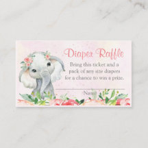 Entradas de rifa de pañales de elefante floral de 