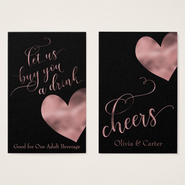 Entradas para beber, elegante guión de oro Rosa y  (Anverso y reverso)