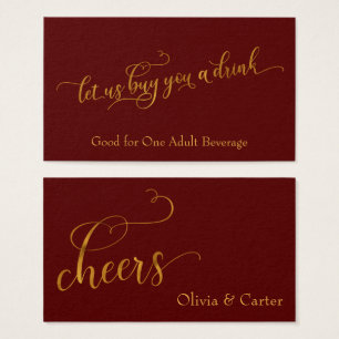 Entradas para beber, elegante guión de oro y rojo 