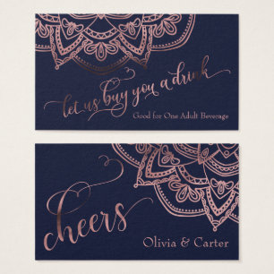 Entradas para beber, Mandala de oro Rosa sobre azu