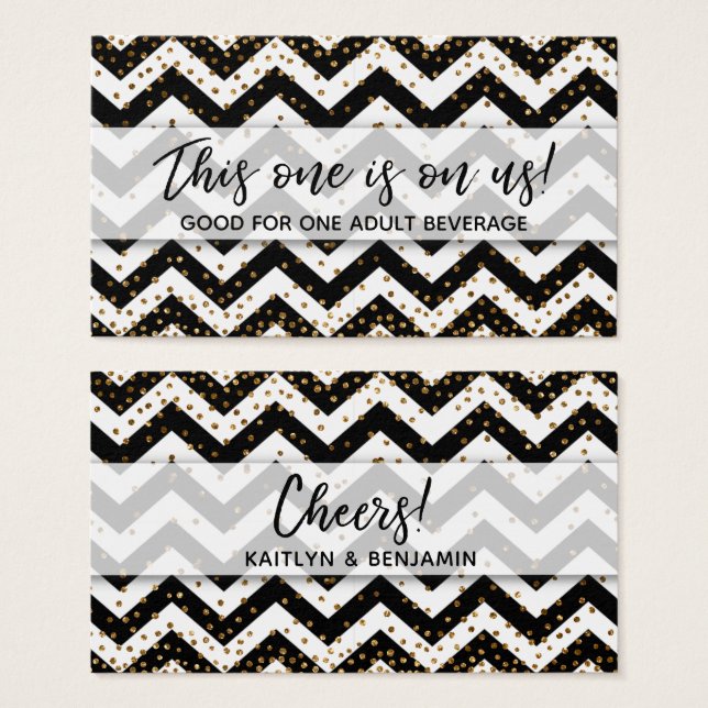 Entradas para bebida con Chevron negro y blanco, c (Anverso y reverso)