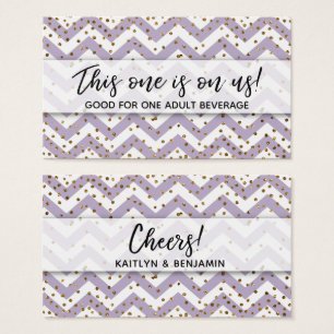 Entradas para bebidas con Chevron Morado y Confeti