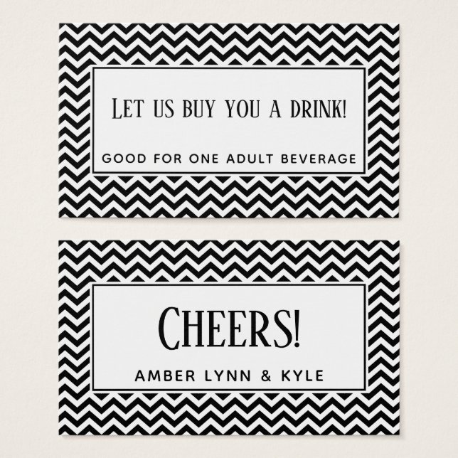 Entradas para bebidas con patrón de Chevron en neg (Anverso y reverso)