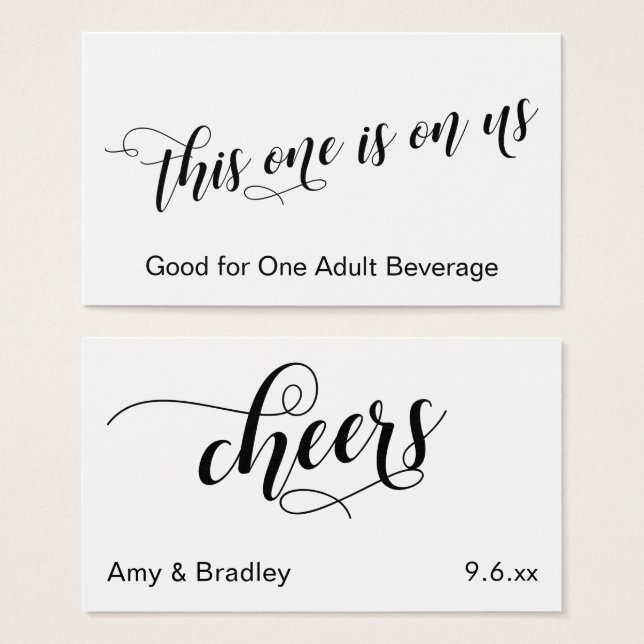Entradas para Bebidas con Tipografía Chic en Blanc (Anverso y reverso)