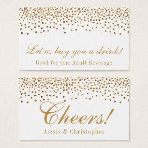 Entradas para bebidas de boda con puntos de confet
