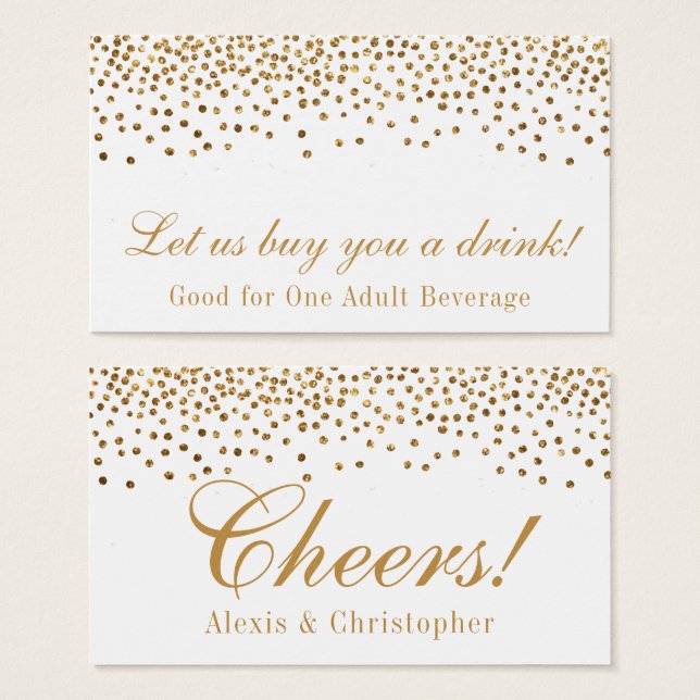 Entradas para bebidas de boda con puntos de confet (Anverso y reverso)