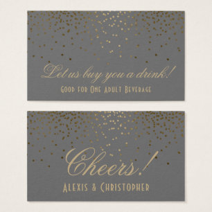 Entradas para bebidas de Boda gris de confetti dor