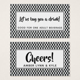 Entradas para bebidas de patrón retro negro y blan