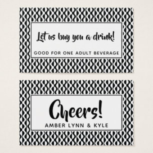 Entradas para bebidas de patrón retro negro y blan