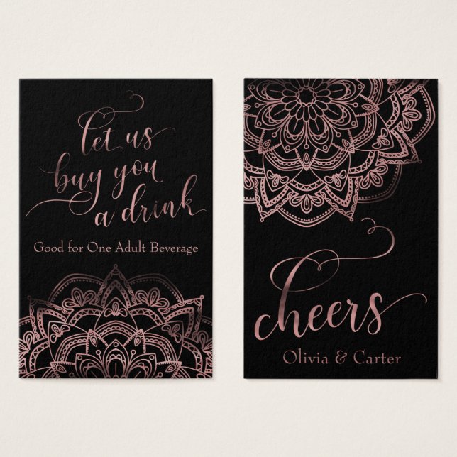 Entradas para Bebidas, Elegante Letra Script Rosa  (Anverso y reverso)