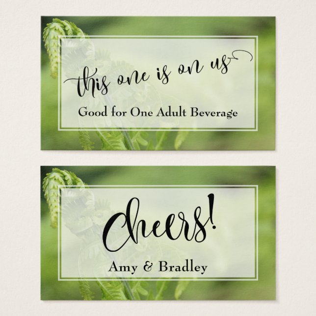Entradas para Bebidas | Script con Foto de Helecho (Anverso y reverso)