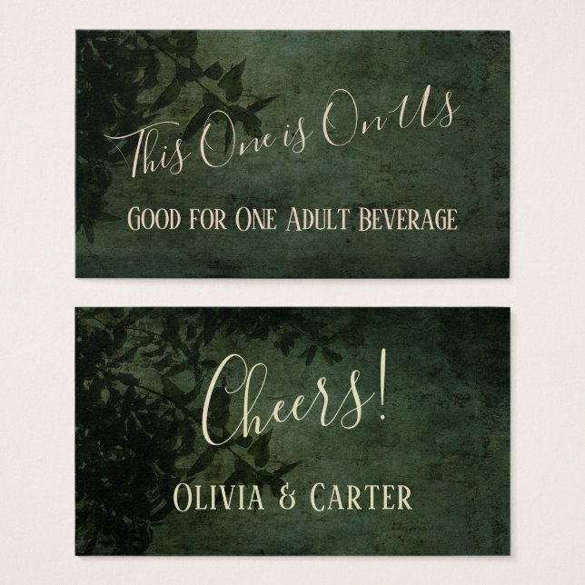 Entradas para bebidas vintage rústicas verde oscur (Anverso y reverso)