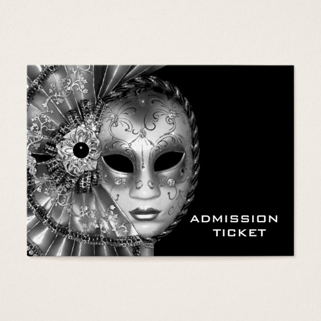 Entradas para fiesta de disfraz en blanco y negro (Frente)