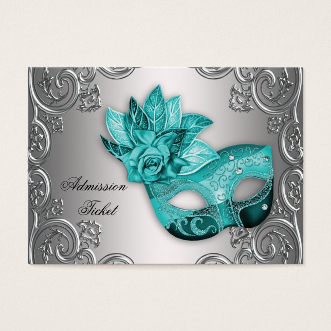 Entradas para la fiesta de disfraz de azul teal (Frente)