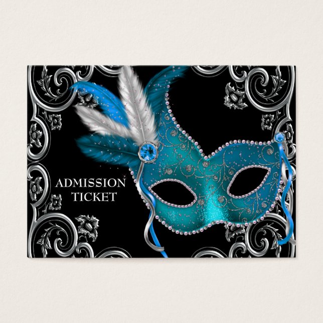 Entradas para la fiesta de disfraz de azul teal (Frente)
