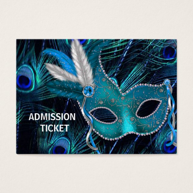 Entradas para la fiesta de disfraz de pavo real (Frente)