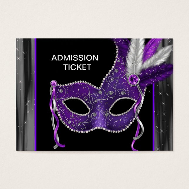 Entradas para la fiesta de disfraz púrpura (Frente)
