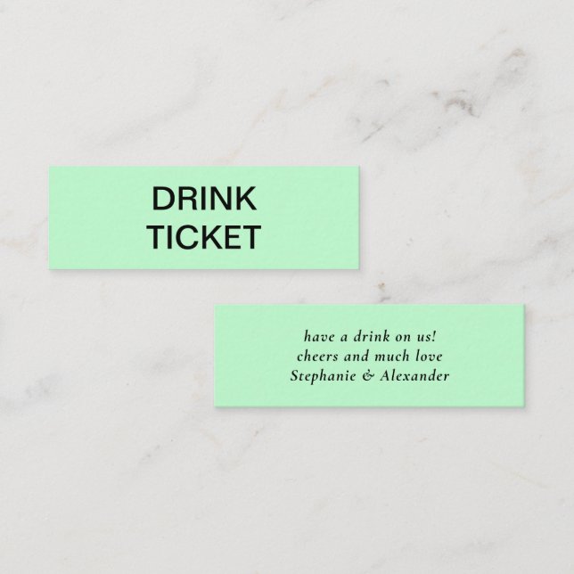 Entradas simples de Boda Green recién casadas (Anverso / Reverso)