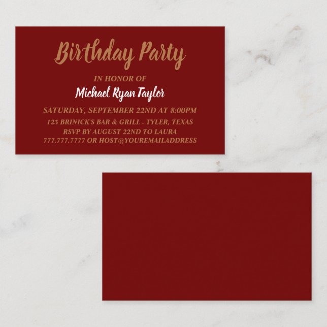 Entradas simples y modernas para la fiesta de cump (Anverso / Reverso)