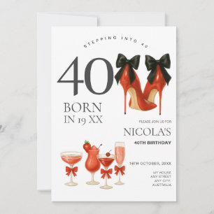 Entrando en los 40 Invitación moderna de cumpleaño