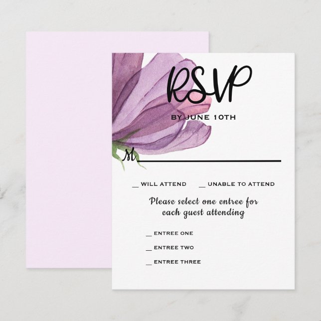 Entree Choices Elegant RSVP Tarjeta de respuesta B (Anverso / Reverso)