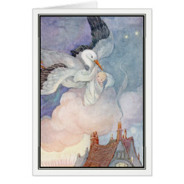 Entrega de bebé de la cigüeña del vintage de Anne