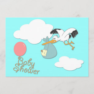 Entrega de bebé por cigüeña, invitación a baby sho