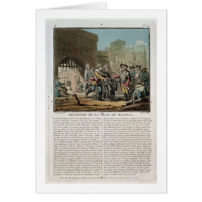 Entrega de la ciudad de Madras, 1746, grabado (Frente)
