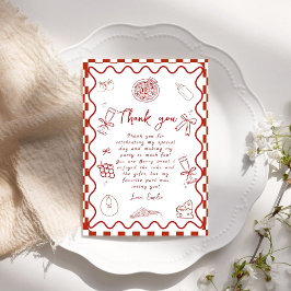 Entrega de pizza Baby Shower Tarjeta de agradecimi