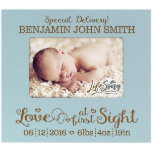 Entrega especial Baby Stats Blue Picture Frame<br><div class="desc">Este hermoso marco de imágenes de estadísticas de natalidad es una encantadora manera de conmemorar un día especial. Láser grabado con un verso dulce y las especificaciones de su bebé.</div>