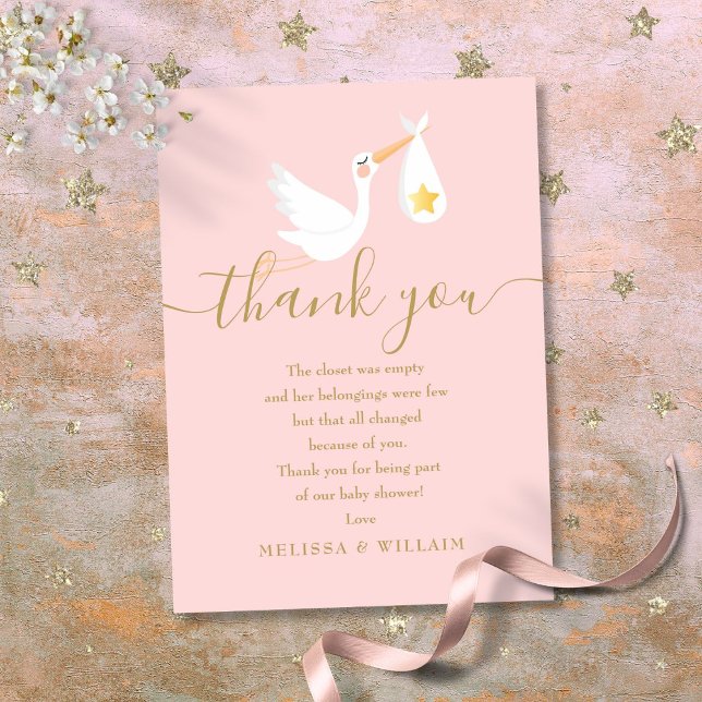 Entrega especial linda tarjeta de agradecimiento p (Cute Special Delivery Pink Baby Shower Thank You Card)