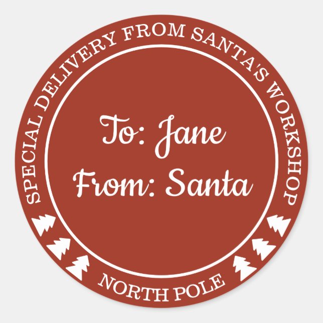Entrega especial personalizada de Santa Pegatina (Anverso)
