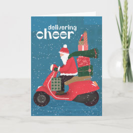 Entregando la tarjeta de saludo Cheer Santa Scoote
