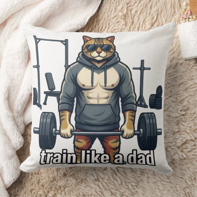 Entrena Como Un Papá - Almohada Divertida De Gato  (Manta)