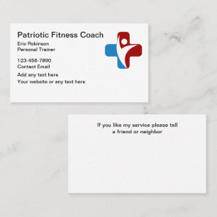 Entrenador De Fitness Patriótico Y Tarjetas De Neg