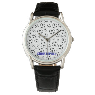 Entrenador de fútbol jugador reloj blanco y negro